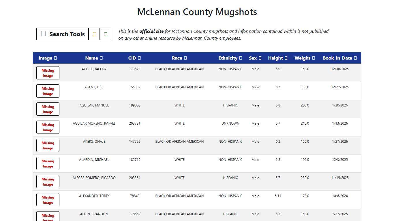 McLennan County Mugshots Application
