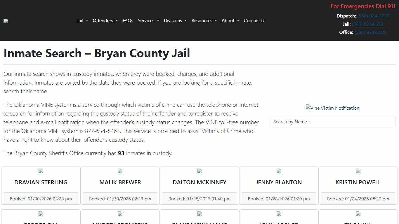 Inmate Search Bryan County Sheriff's Office